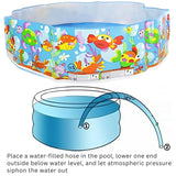 INTEX  Inflatable Swimming Pool - Under The Palm Trees Round Snap Set Pool - Multi-Color Beach Theme Design, Bathtub Repair Patch Included - 4A's Global