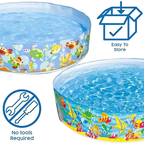 INTEX Inflatable Swimming Pool Under The Palm Trees Round Snap Set Pool Multi Color Beach Theme Design with Repair Patch Included - 4A's Global