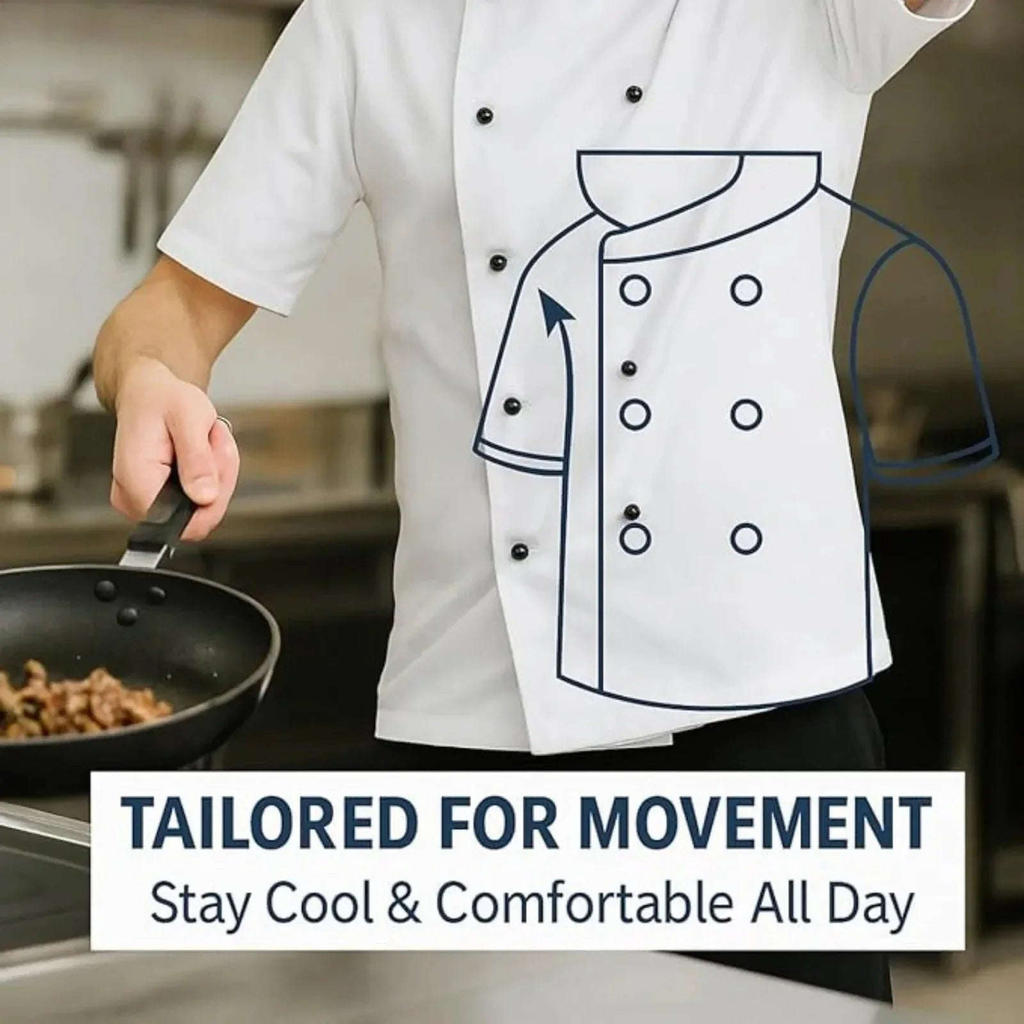 Professional Chef Jacket Set | Short Sleeve | Breathable &amp; Durable Kitchen Uniform | Unisex Culinary Workwear for UK Chefs &amp; Students - 4A's Global