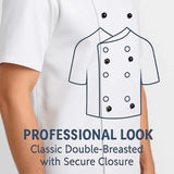 Professional Chef Jacket &amp; Trousers Set – Short Sleeve, Mesh Back, Pockets | Catering Uniform - 4A's Global