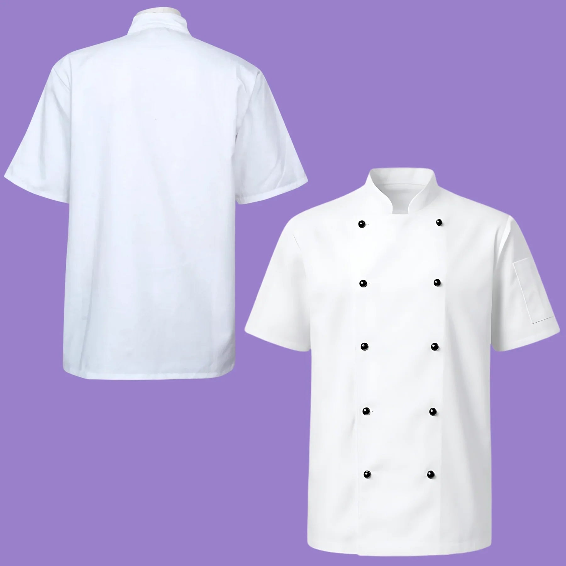 Professional Chef Jacket &amp; Trousers Set – Short Sleeve, Mesh Back, Pockets | Catering Uniform - 4A's Global