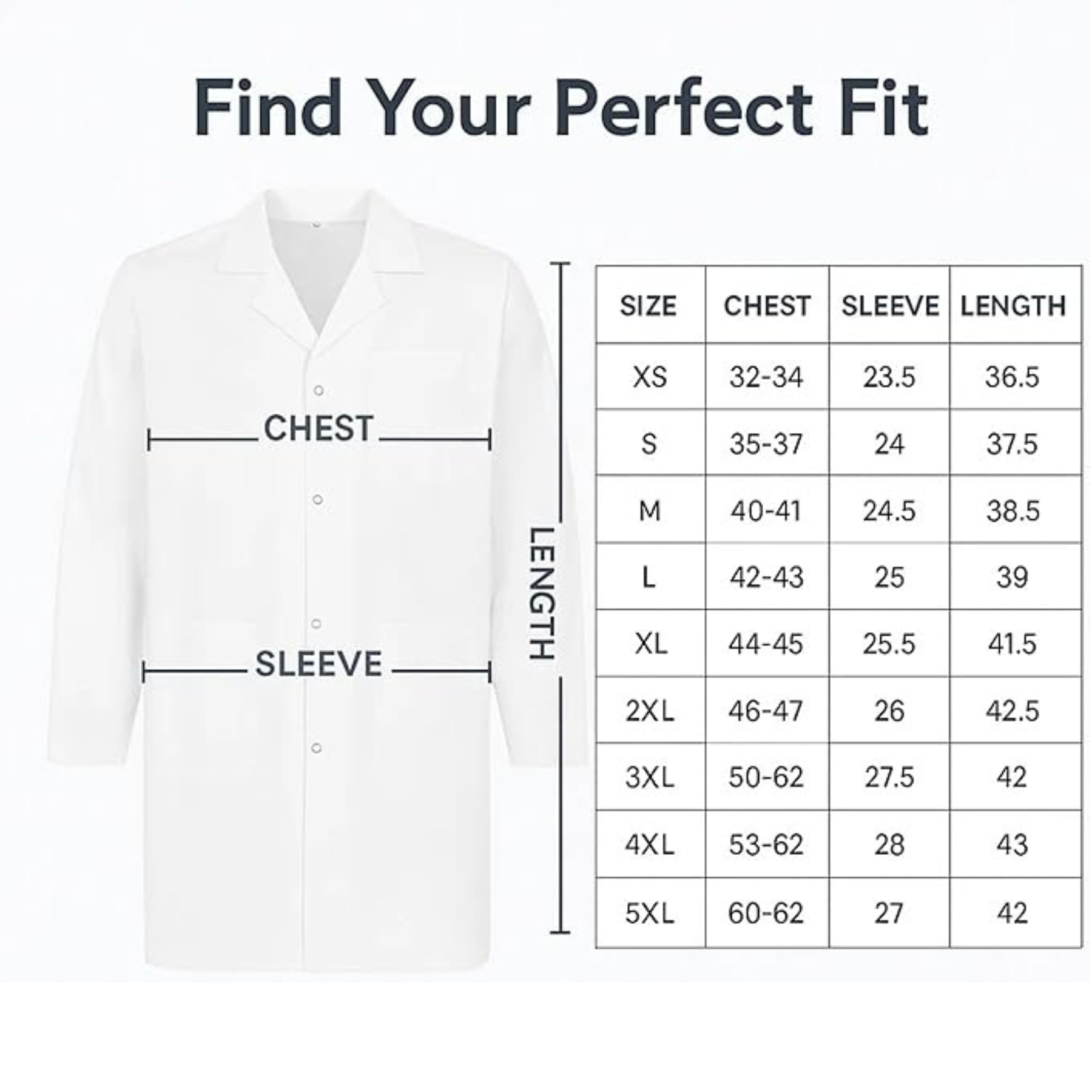 Unisex White Lab Coat | Salon Coat | Stylist Smock | Professional Work Coat – Premium Polycotton Long Sleeve with Button Fastening - 4A's Global