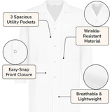 Unisex White Lab Coat | Salon Coat | Stylist Smock | Professional Work Coat – Premium Polycotton Long Sleeve with Button Fastening - 4A's Global