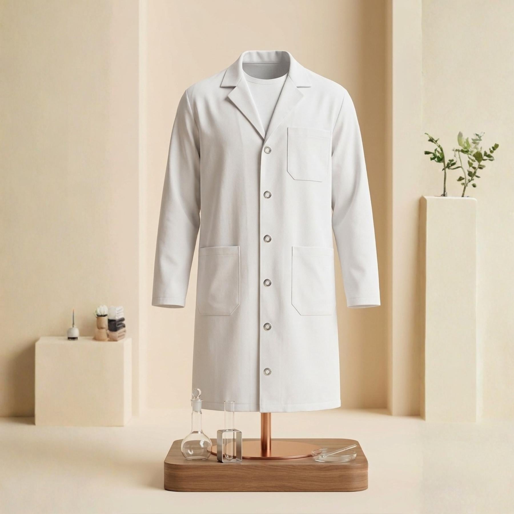 White Lab Coat Unisex Polycotton Professional Workwear Salon Coat, XXS to 5XL - 4AS - 4A's Global