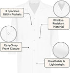 White Lab Coat Unisex Polycotton Professional Workwear Salon Coat, XXS to 5XL - 4AS - 4A's Global