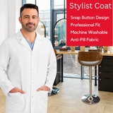 Unisex White Lab Coat | Salon Coat | Stylist Smock | Professional Work Coat – Premium Polycotton Long Sleeve with Button Fastening - 4A's Global