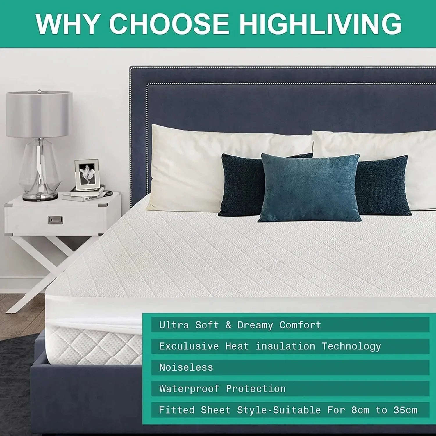 3D Air Layer Bamboo Fabric Mattress Topper Pad – Cooling, Breathable &amp; Hypoallergenic Comfort | Multiple Sizes - 4A's Global