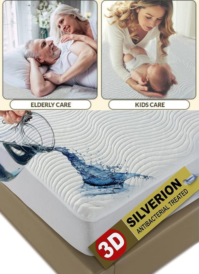 Mattress Protector Silver ion Antibacterial Treated Soft Breathable Waterproof 3D Air Layer Bamboo Fabric Cover Topper Pad - 4A's Global