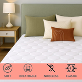 Mattress Protector Sheet | Lightweight, Breathable &amp; Noise-Free | Deep Fit 30cm Skirt | Hexagonal Style