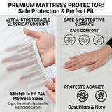 Premium Hexagonal Quilted Mattress Protector Sheet | Lightweight & Breathable | 30cm Extra Deep Fit | Noiseless | White | UK Sizes