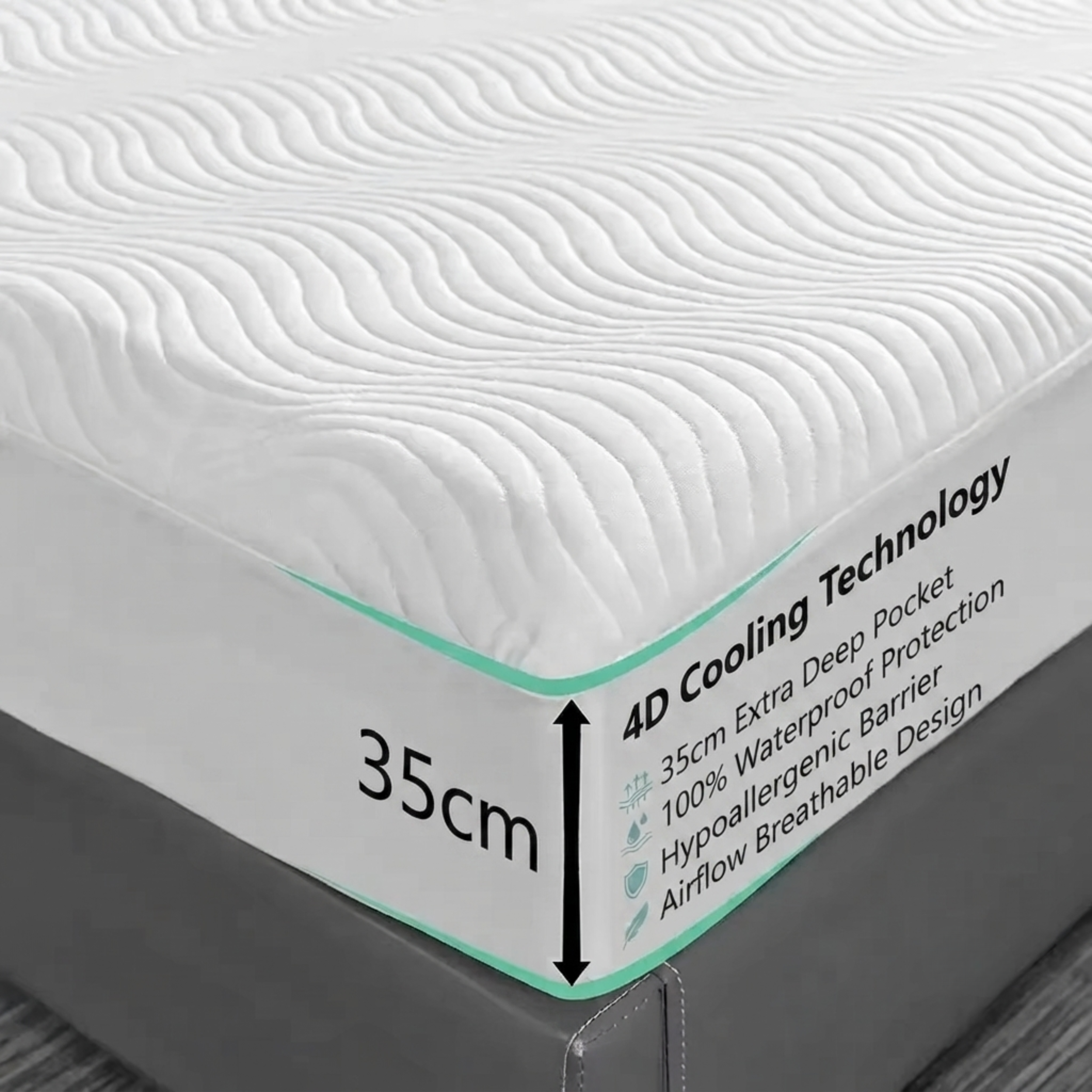 Bamboo Mattress Protector 3D Air Layer Cooling Silver ION Antibacterial, Silver ION , All UK Sizes - Zemmel - 4A's Global