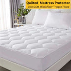 CL Quilted Mattress Protector Sheet | 200 GSM Triple Fill | 40cm Deep Skirt | Microfiber Soft &amp; Breathable - 4A's Global