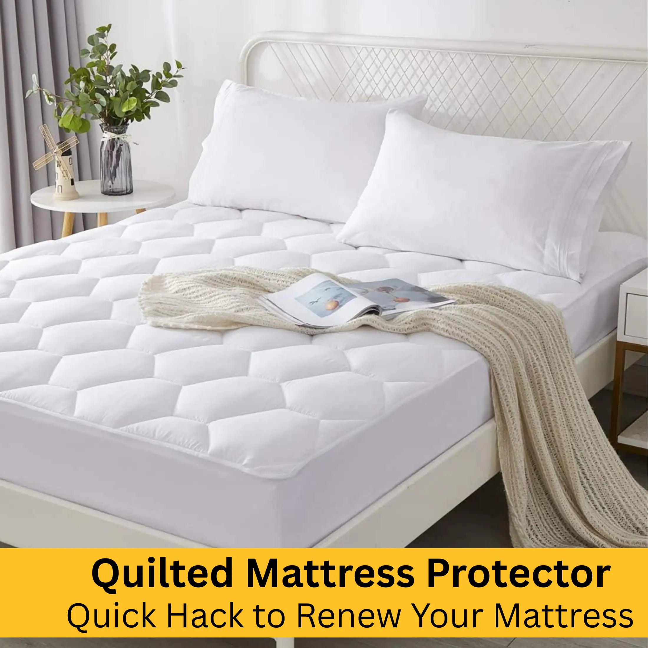 CL Quilted Mattress Protector Sheet | 200 GSM Triple Fill | 40cm Deep Skirt | Microfiber Soft &amp; Breathable - 4A's Global