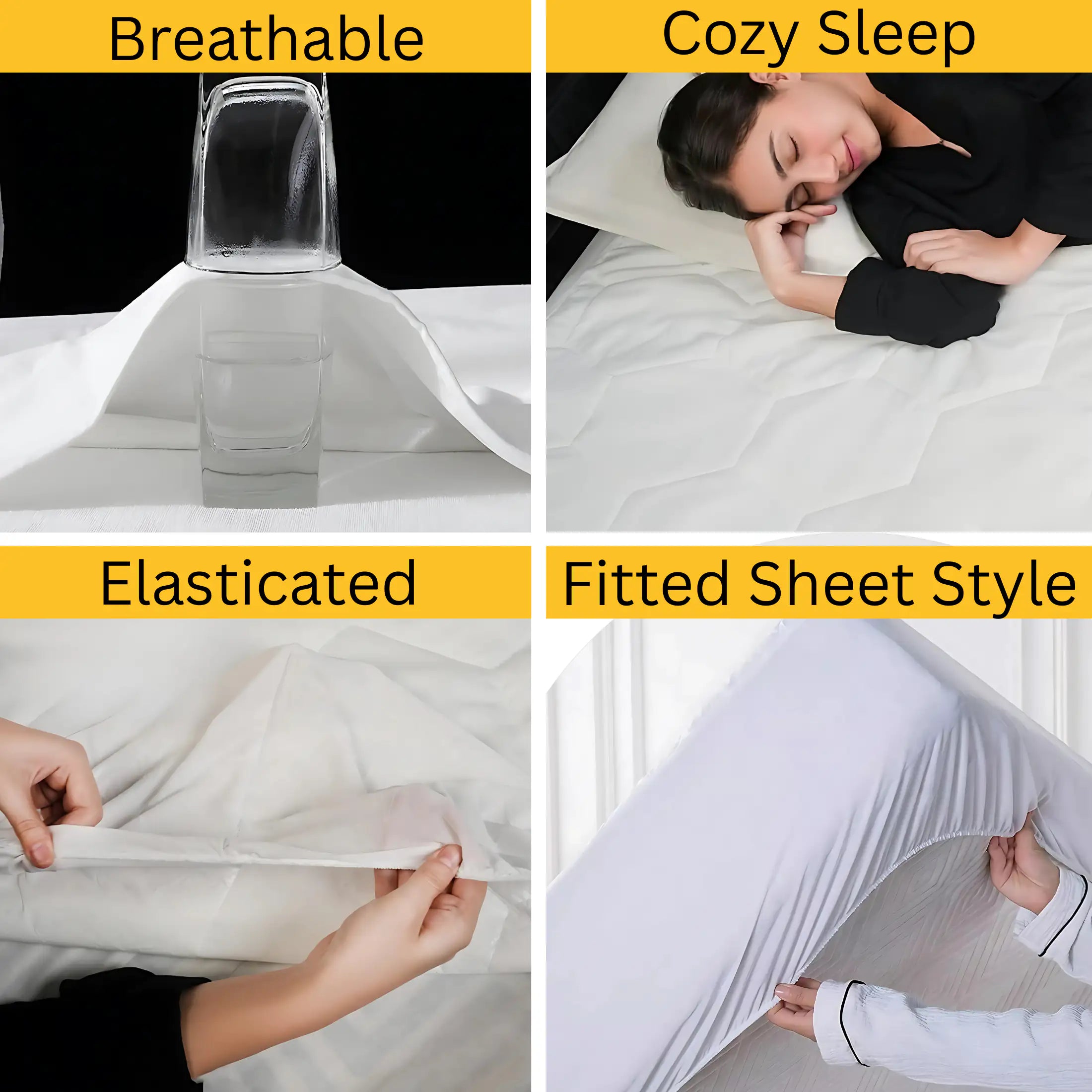 CL Quilted Mattress Protector Sheet | 200 GSM Triple Fill | 40cm Deep Skirt | Microfiber Soft &amp; Breathable - 4A's Global