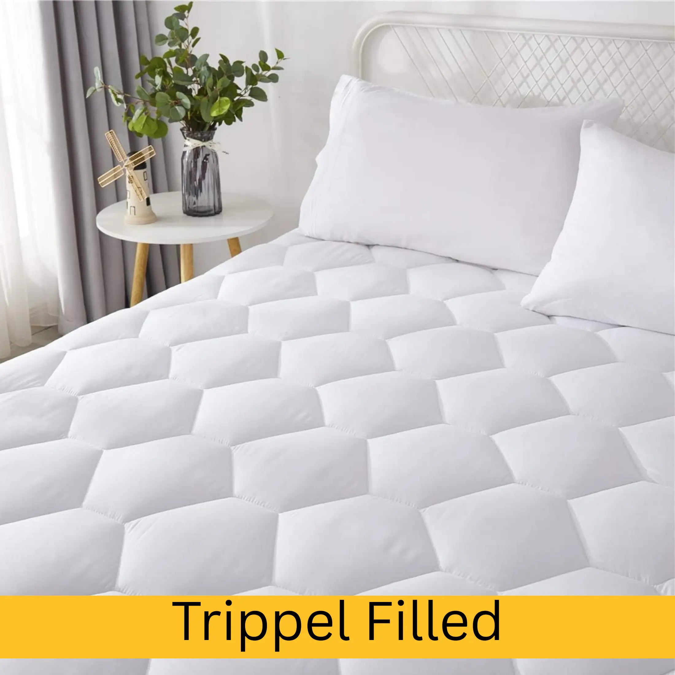 CL Quilted Mattress Protector Sheet | 200 GSM Triple Fill | 40cm Deep Skirt | Microfiber Soft &amp; Breathable - 4A's Global