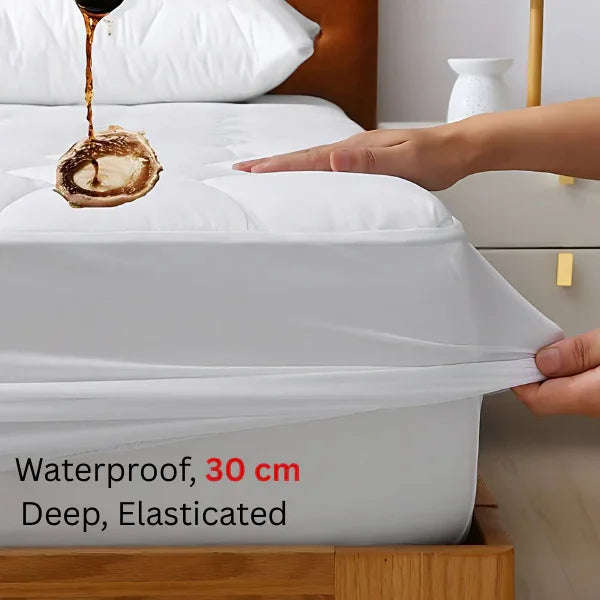 HH 30cm Deep Waterproof Mattress Protector | Quilted, Breathable &amp; Noise-Free | White | UK Sizes (Copy) (Copy) - 4A's Global