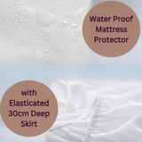 Waterproof Mattress Protector 30cm Elasticized Skirt Light Weight  Soft Luxury Cotton Sheets Fitted Cover -  Hexagonal Design
