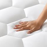 Waterproof Mattress Protector 30cm Elasticized Skirt Light Weight  Soft Luxury Cotton Sheets Fitted Cover -  Hexagonal Design