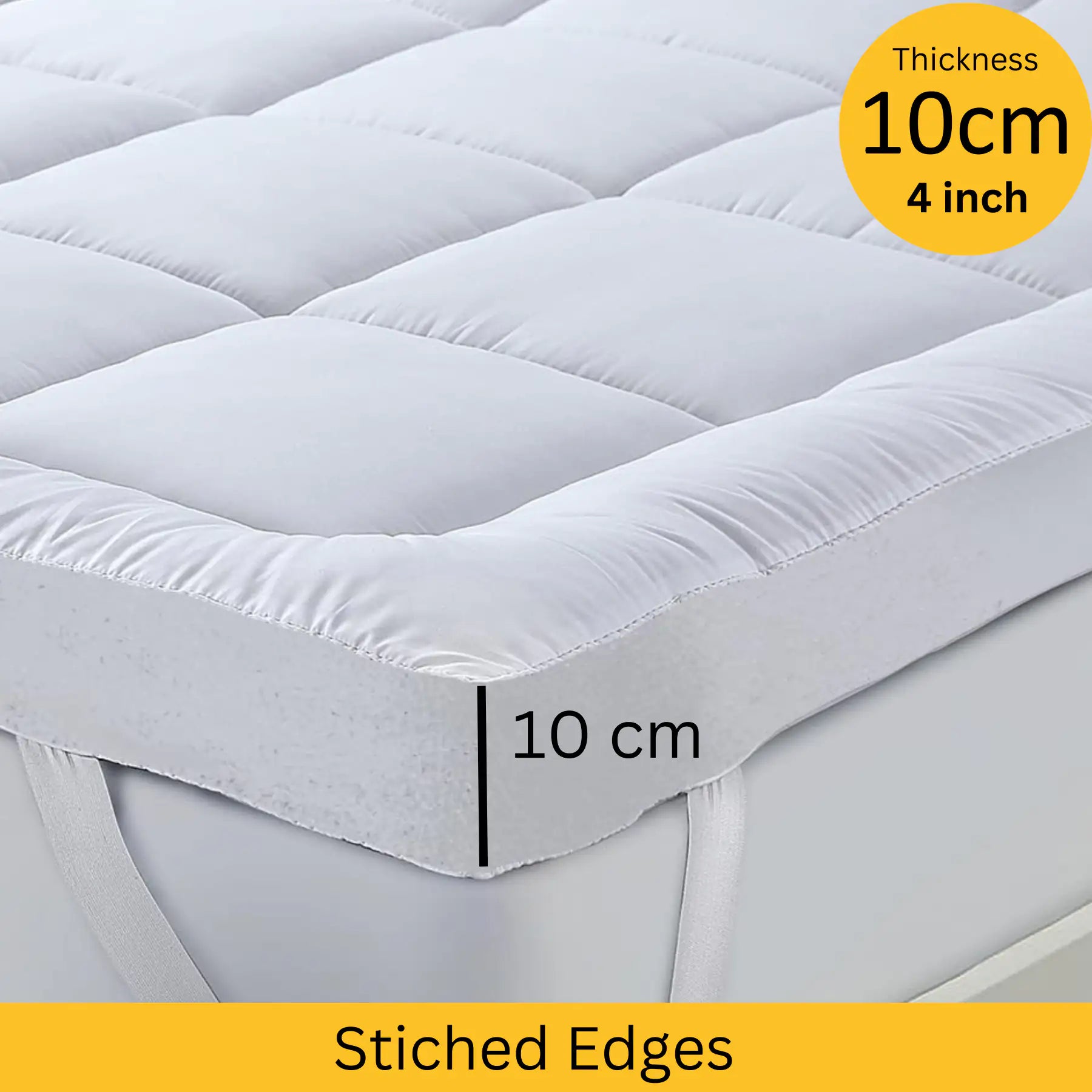 Luxury Mattress Topper – 10cm Extra Deep Fluffy Bed Enhancer | Microfiber Filled | 1100 GSM Comfort Upgrade - 4A's Global