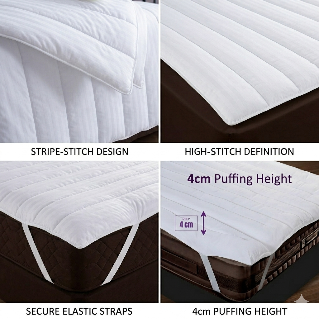 Luxury 4cm Deep Microfibre Mattress Topper | Soft & Breathable Bed Upgrade (UK Sizes) - 4A's Global