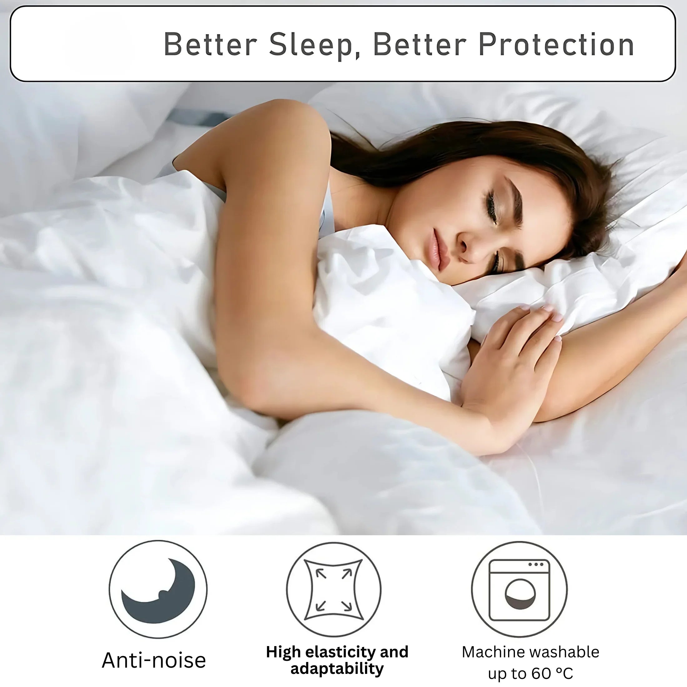 Fully Zippered Waterproof Mattress Protector – Bed Bug Proof, Anti-Allergy &amp; Deep Fit - 4A's Global