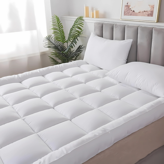 High Living Microfiber Mattress Topper 4 Inch/10cm Luxury Full Size Bed Soft  Firm Pad, Box Stitched Elasticated Corner Straps