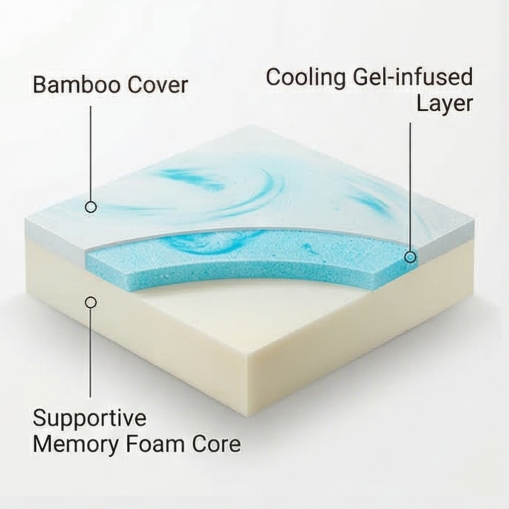 Bamboo Gel Memory Foam Mattress Topper 2.5cm Cooling Orthopedic, All UK Sizes - 4AS - 4A's Global
