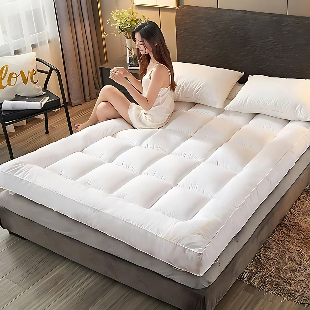 Mattress Topper 10cm Extra Thick 1100GSM Cloud Soft Breathable Hypoallergenic - Cozy Living