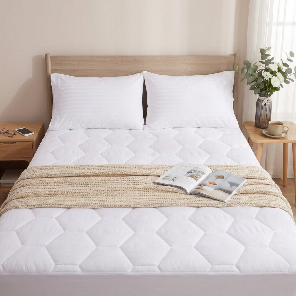 Quilted Mattress Protector 200GSM Triple Fill 40cm Deep Skirt, All UK Sizes - 4AS - 4A's Global