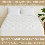 Quilted Mattress Protector 200GSM Triple Fill 40cm Deep Skirt, All UK Sizes - 4AS - 4A's Global