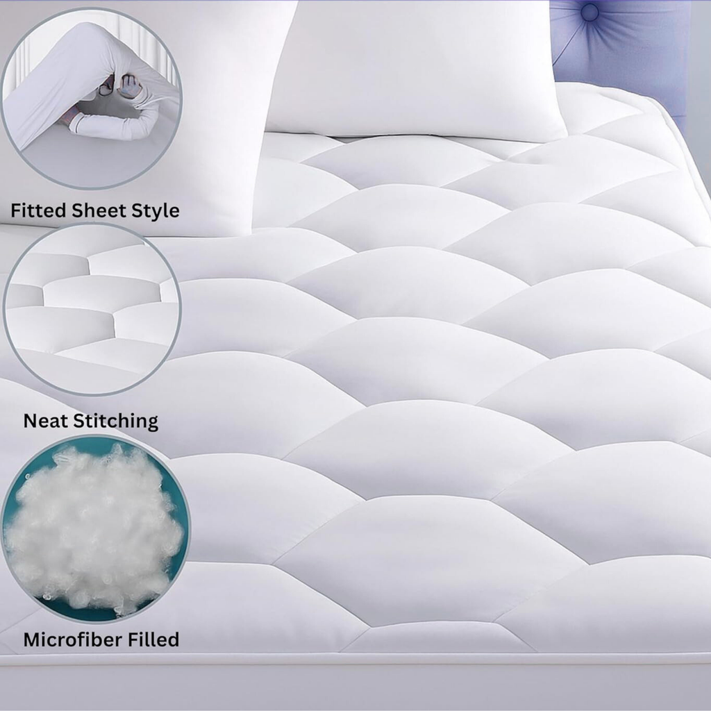 Quilted Mattress Protector 200GSM Triple Fill 40cm Deep Skirt, All UK Sizes - 4AS - 4A's Global