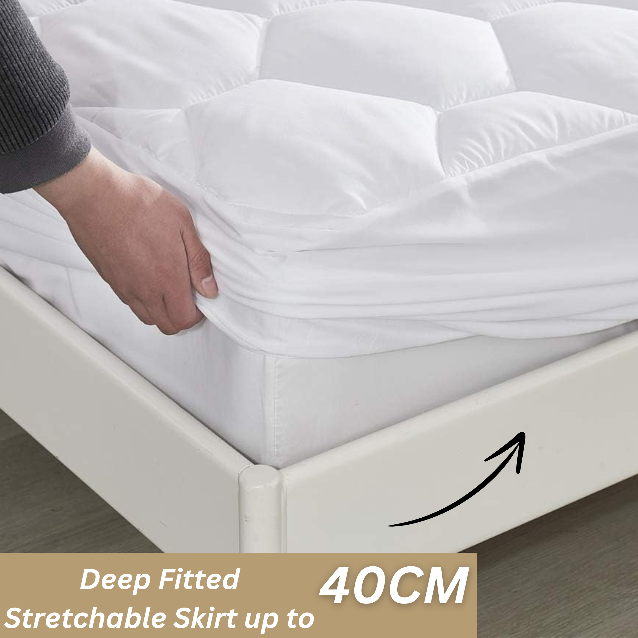 Quilted Mattress Protector 200GSM Triple Fill 40cm Deep Skirt, All UK Sizes - 4AS - 4A's Global