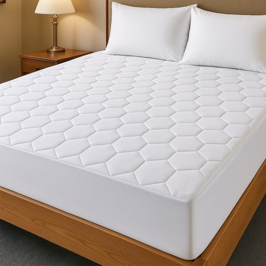 CL Mattress Protector Sheet | Lightweight, Breathable &amp; Noise-Free | Deep Fit 30cm Skirt | Hexagonal Style (Copy)