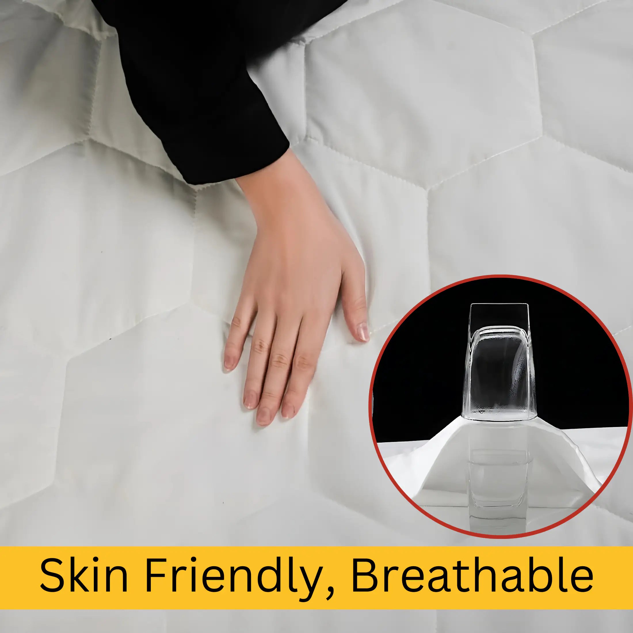 CL Mattress Protector Sheet | Lightweight, Breathable &amp; Noise-Free | Deep Fit 30cm Skirt | Hexagonal Style (Copy) - 4A's Global