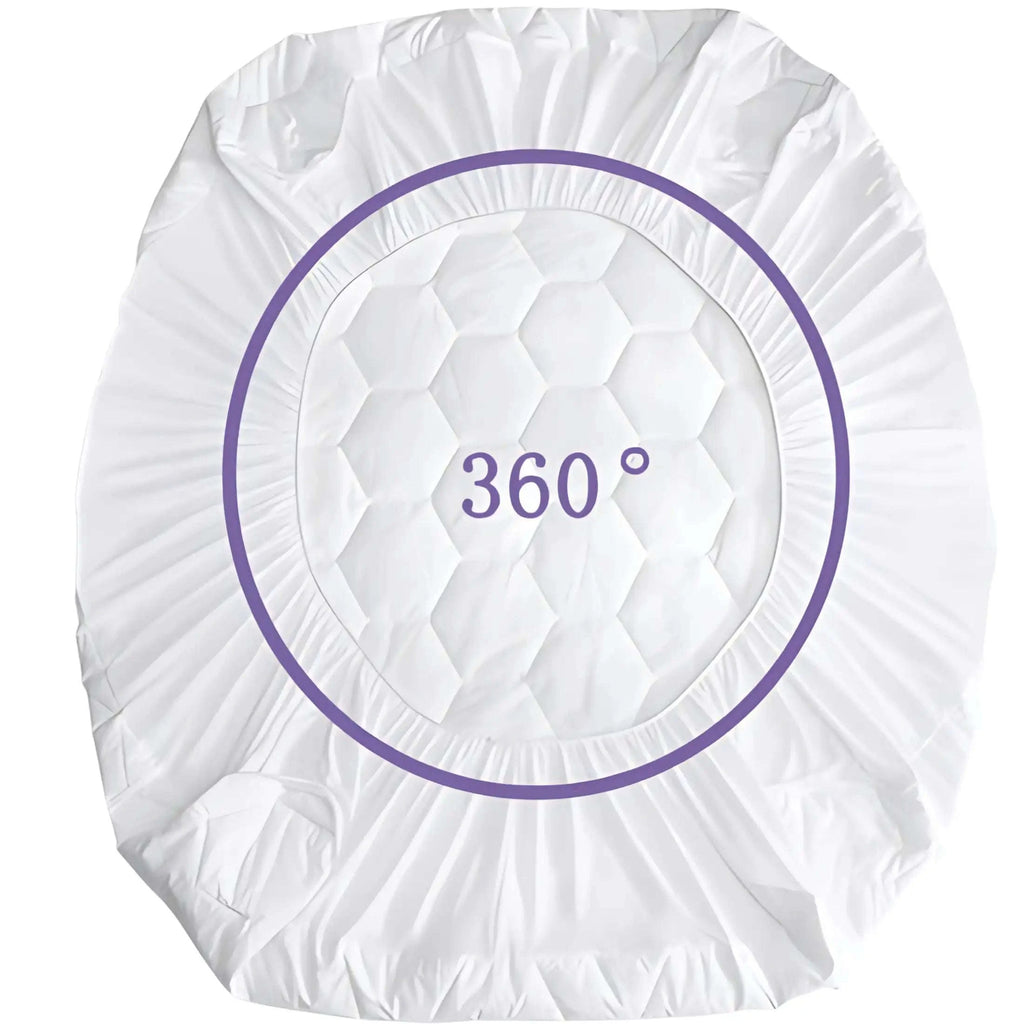 CL Mattress Protector Sheet | Lightweight, Breathable &amp; Noise-Free | Deep Fit 30cm Skirt | Hexagonal Style (Copy) - 4A's Global