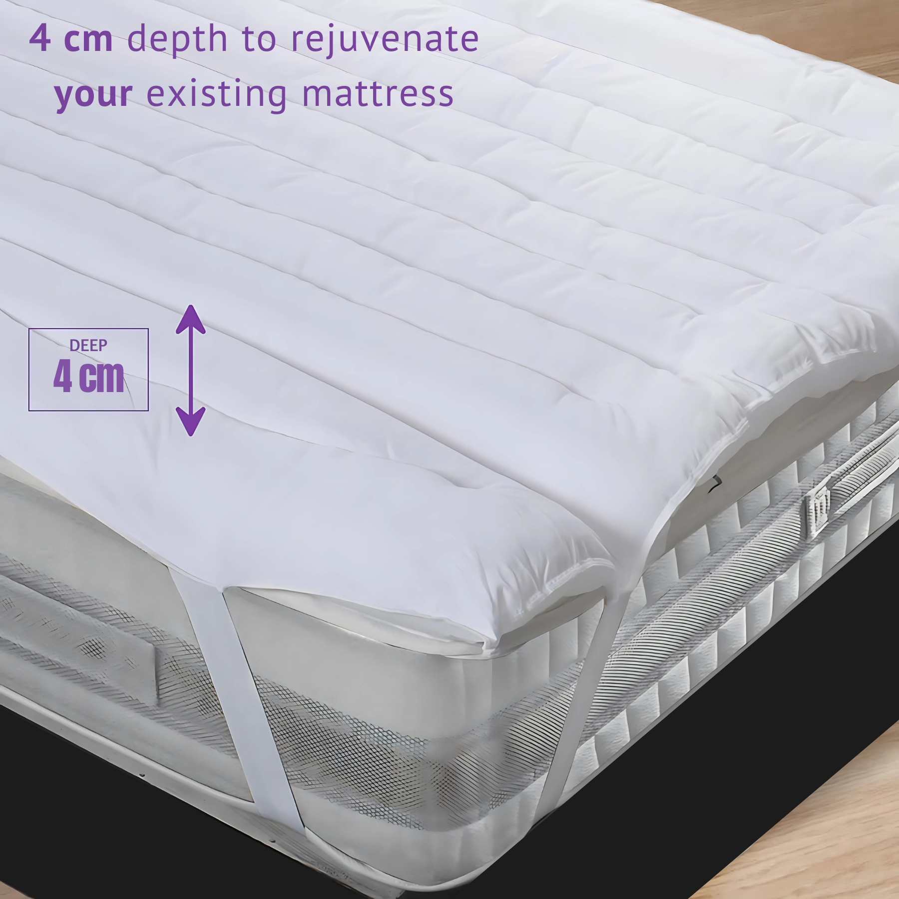 Hypoallergenic Microfiber Mattress Topper – 4cm / 1.57inch&nbsp;Deep | Luxury Comfort &amp; Support | Breathable &amp; Allergy-Safe - 4A's Global