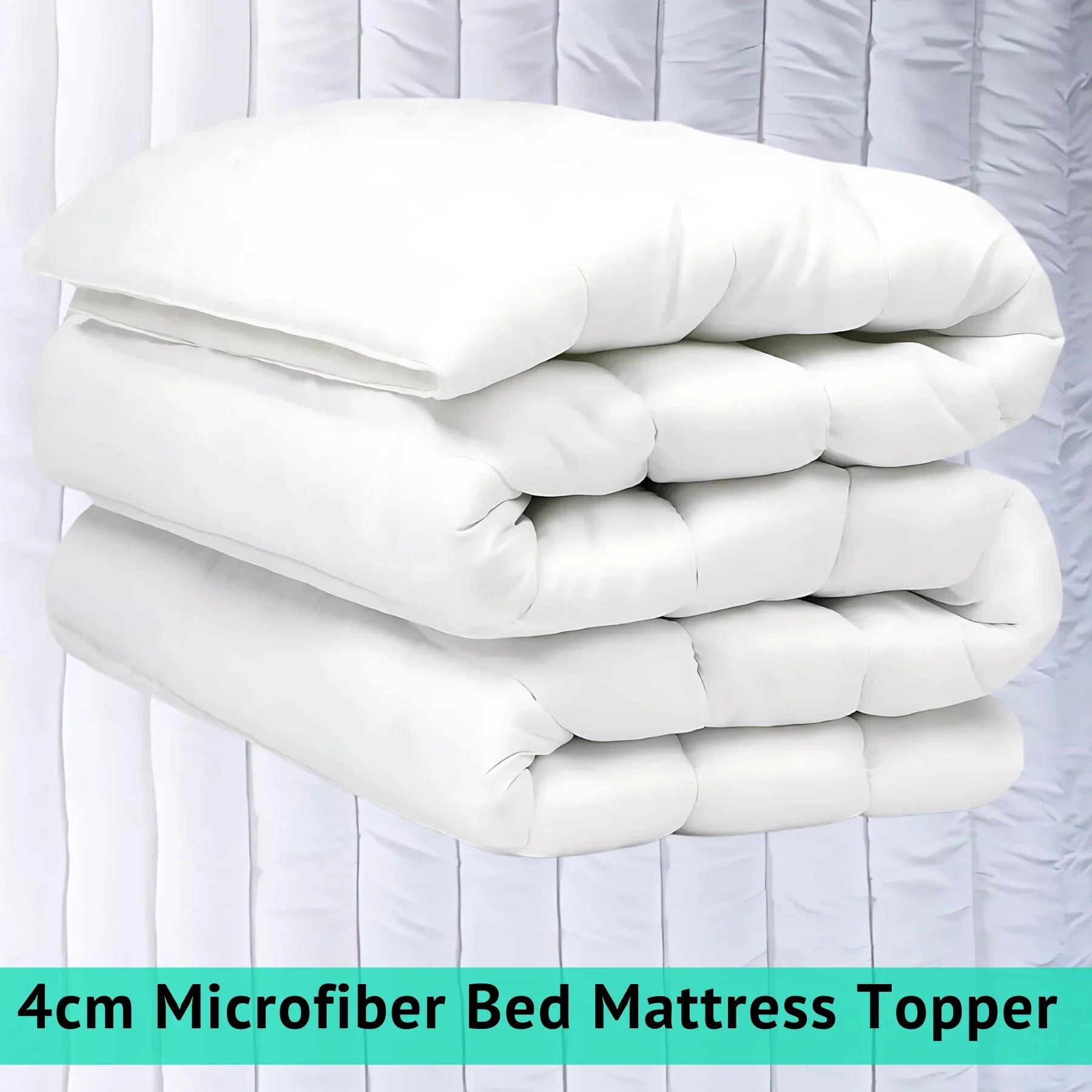 Hypoallergenic Microfiber Mattress Topper – 4cm / 1.57inch&nbsp;Deep | Luxury Comfort &amp; Support | Breathable &amp; Allergy-Safe - 4A's Global