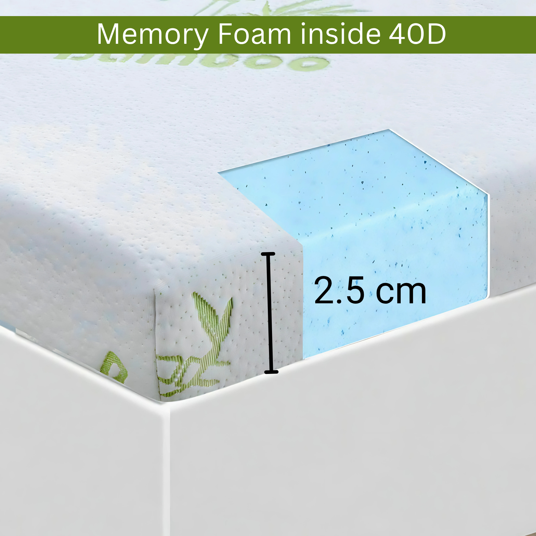 Bamboo Memory Foam Mattress Topper – 2.5cm Cooling Comfort Layer | Breathable, Lightweight &amp; Eco-Friendly Sleep Upgrade | UK Sizes - 4A's Global
