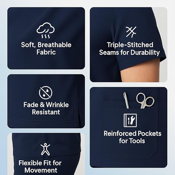 Medical Scrub Suit 2 Piece Unisex Hospital Workwear 3 Colours 6 Sizes - High Living - 4A's Global