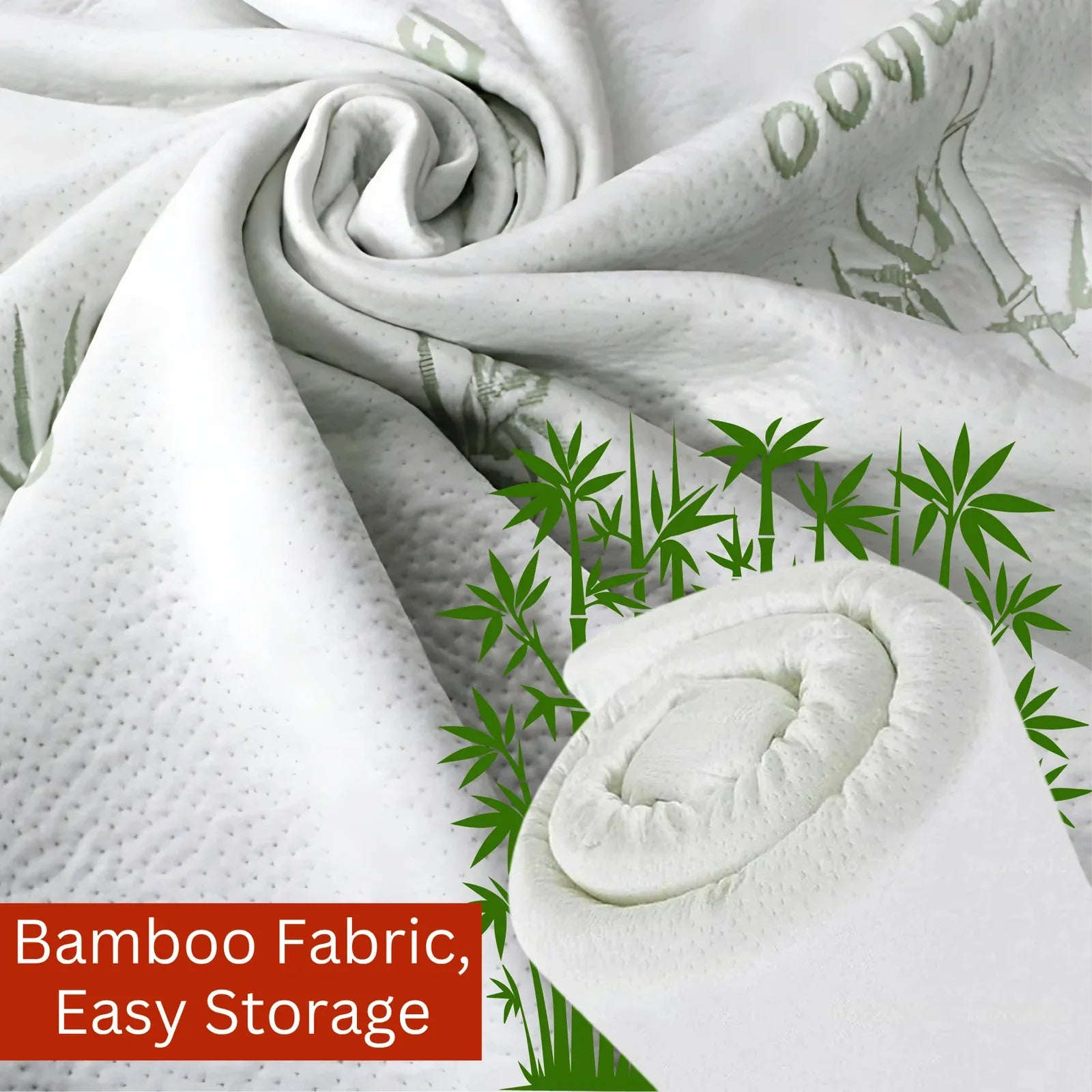 Heaven High 40D Bamboo Mattress Topper Memory Foam 2.5cm – Gel Infused | Cooling | Bamboo Cover | Anti-Slip | Pressure Relief - 4A's Global