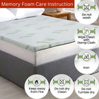 Heaven High 40D Bamboo Mattress Topper Memory Foam 2.5cm – Gel Infused | Cooling | Bamboo Cover | Anti-Slip | Pressure Relief - 4A's Global