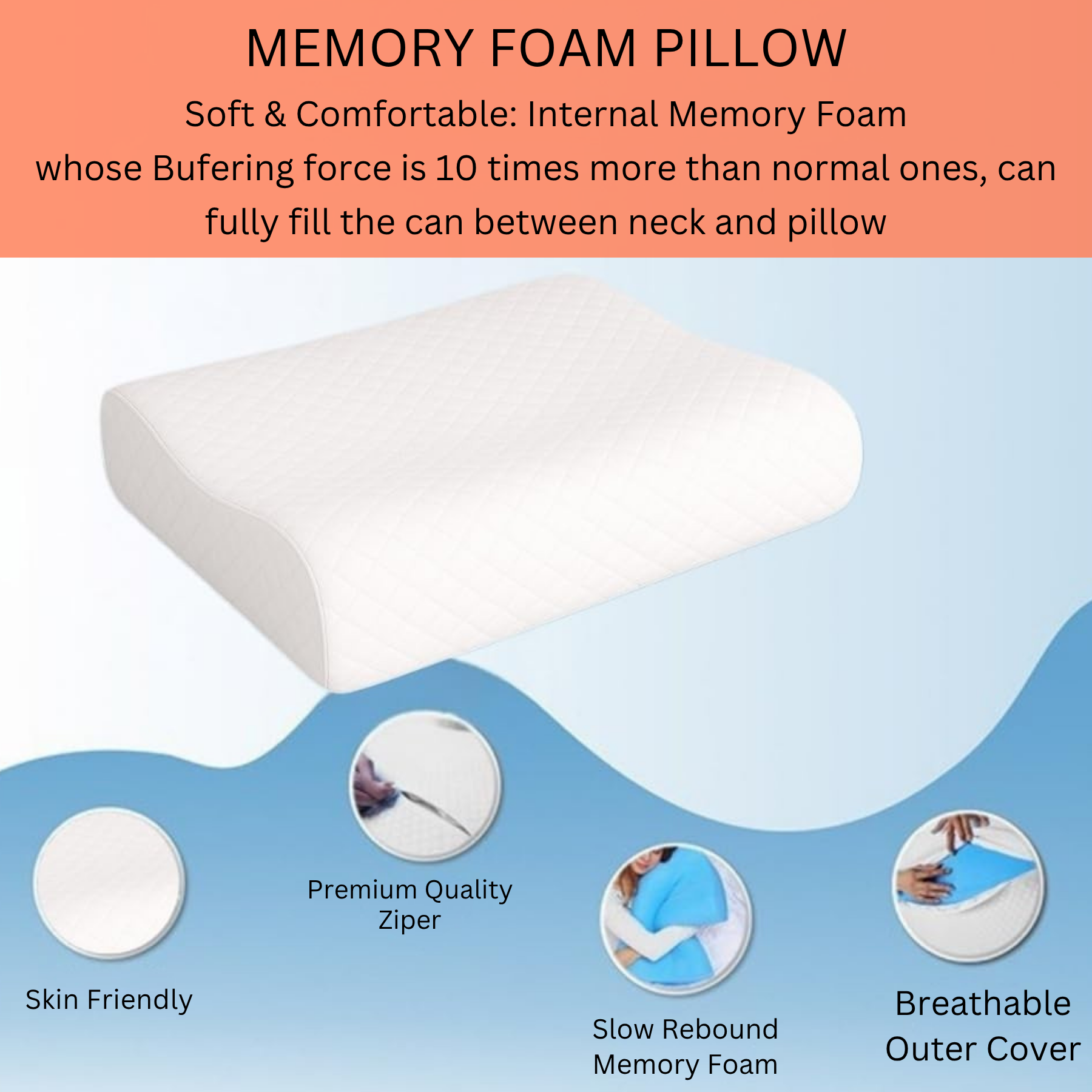 Multi Height Bamboo Cool Max Pillow – Ergonomic Memory Foam Pillow for Side, Back &amp; Stomach Sleepers - 4A's Global