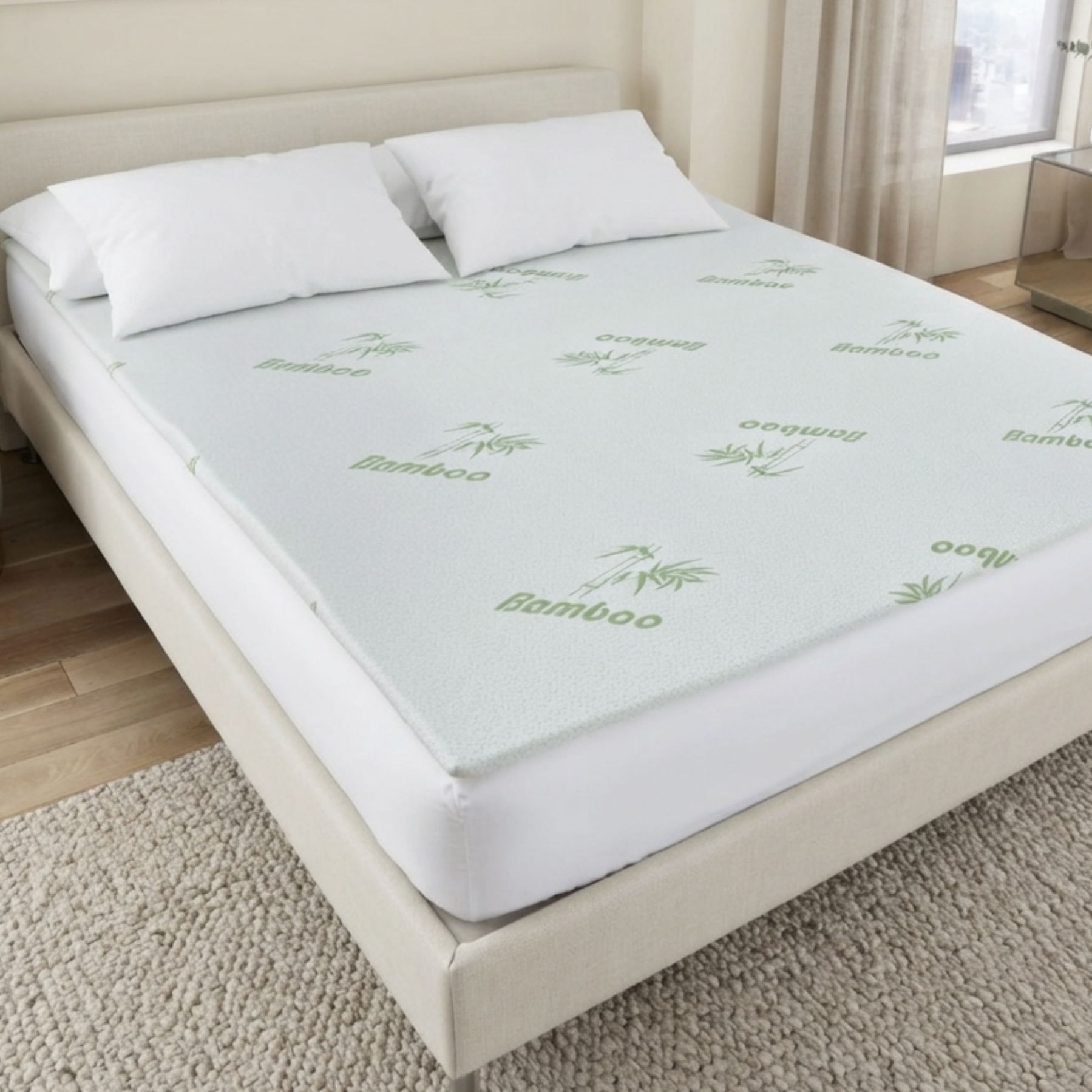 Bamboo Gel Memory Foam Mattress Topper 2.5cm Cooling Orthopedic, All UK Sizes - 4AS - 4A's Global