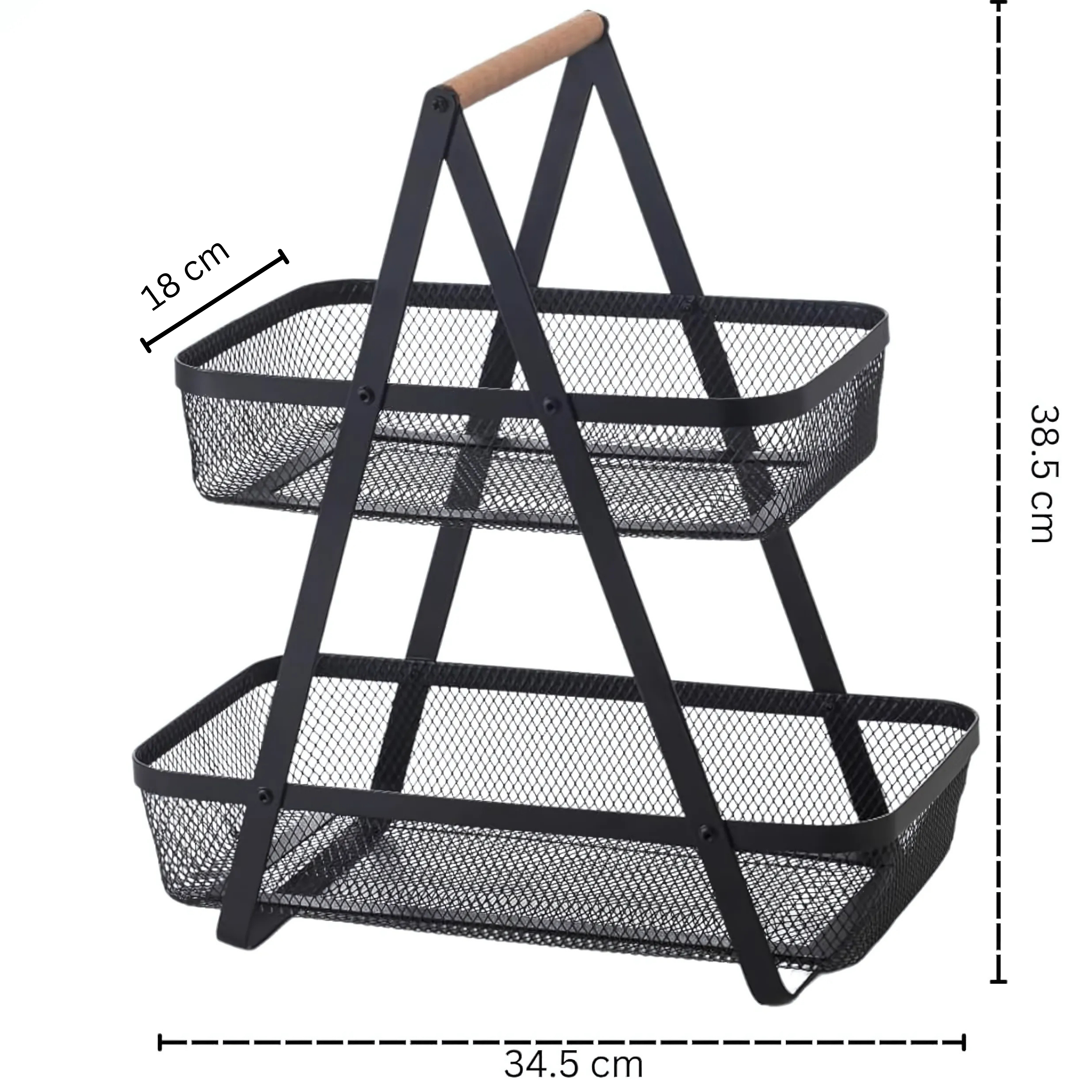 2-Tier Countertop Fruit , Bread &  Vegetable Storage Basket – Black Wire Mesh - 4A's Global