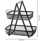 2-Tier Countertop Fruit , Bread &  Vegetable Storage Basket – Black Wire Mesh - 4A's Global