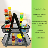 2-Tier Countertop Fruit , Bread &  Vegetable Storage Basket – Black Wire Mesh - 4A's Global