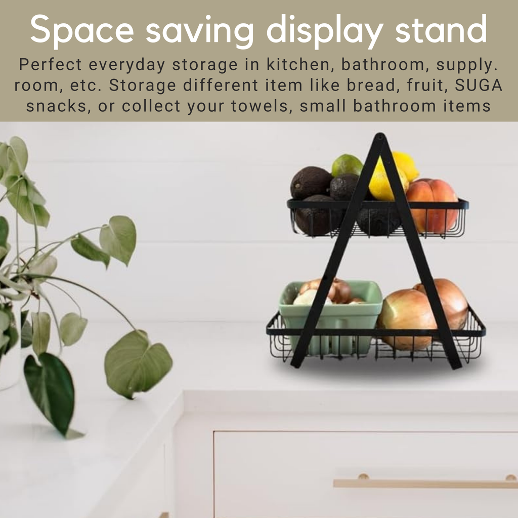 2 Tier Fruit and Veg Basket Countertop Space Saving Kitchen Organiser - SGM - 4A's Global