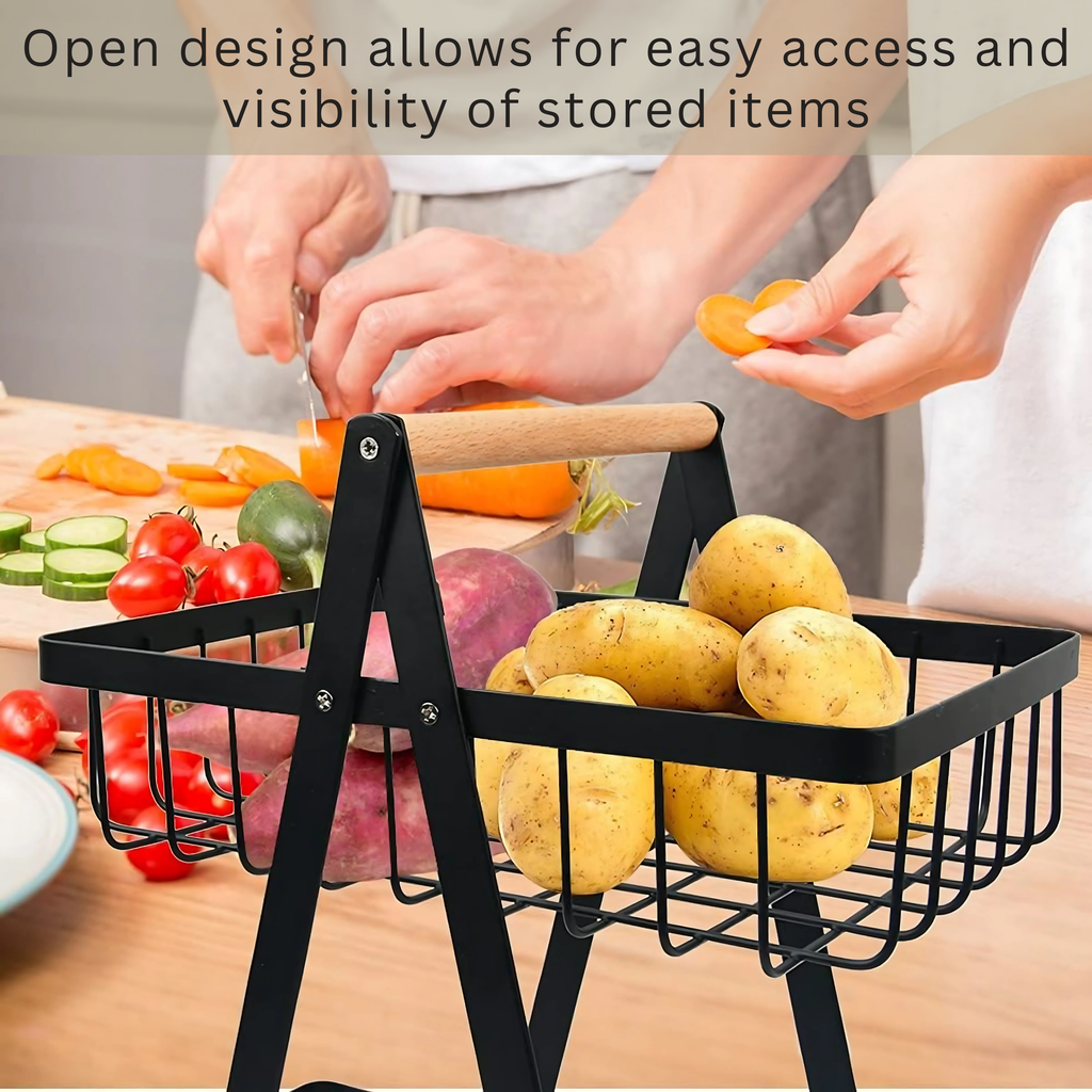 2 Tier Fruit and Veg Basket Countertop Space Saving Kitchen Organiser - SGM - 4A's Global