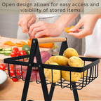 2 Tier Fruit and Veg Basket Countertop Space Saving Kitchen Organiser - SGM - 4A's Global