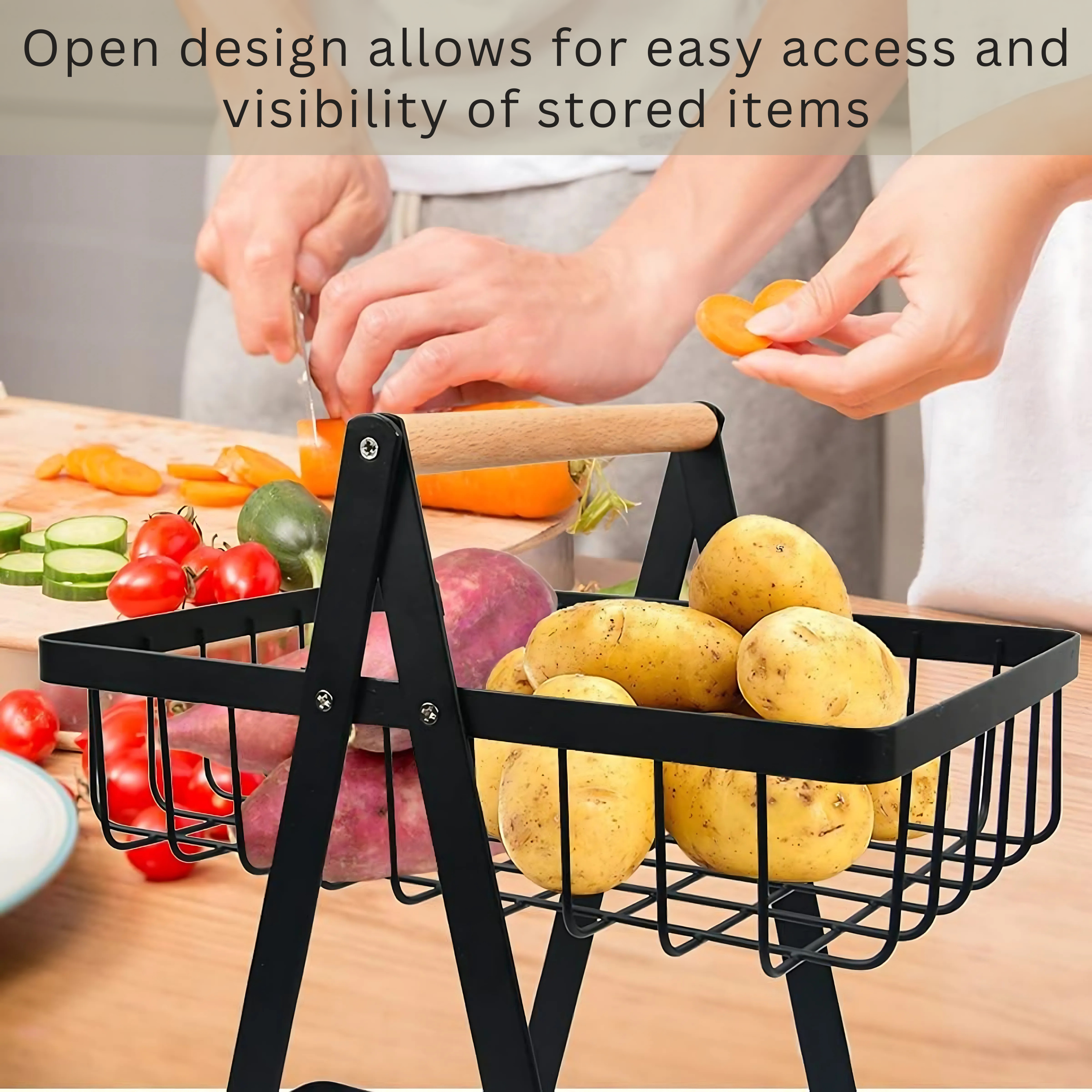 2 Tier Fruit and Veg Basket Countertop Space Saving Kitchen Organiser - SGM - 4A's Global